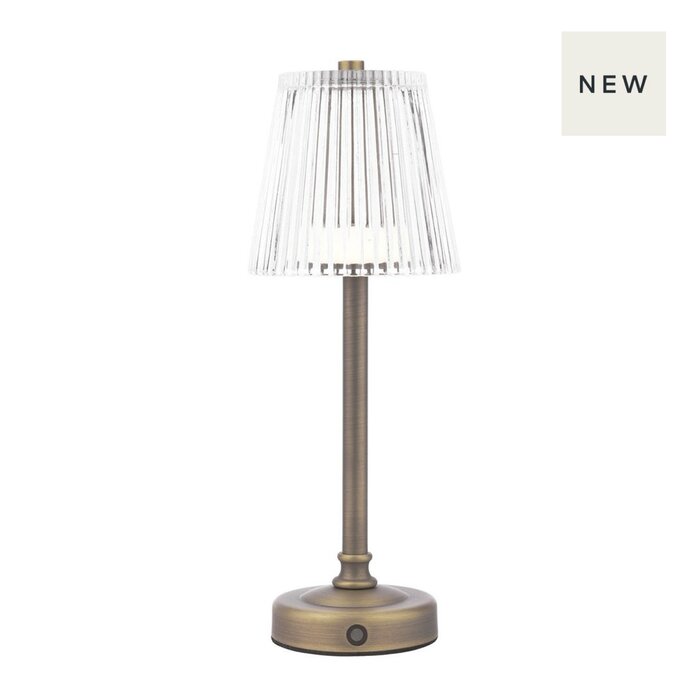Rechargeable Cordless Table Lamp – Matt Antique Brass and Glass - Laura Ashley Callaghan.