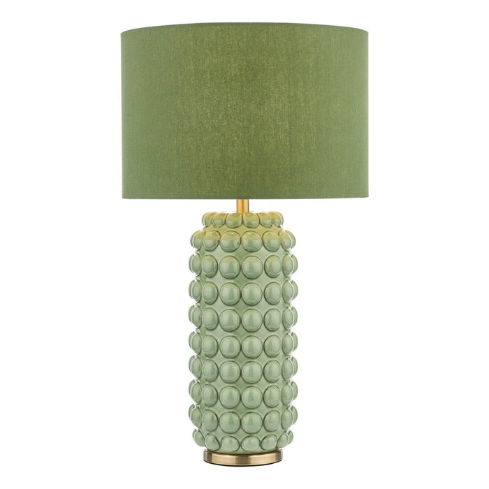 Renea - Brass & Green Ceramic Table Lamp with Shade