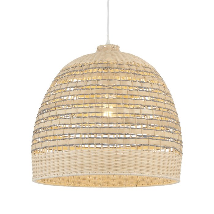 Rita - Handmade, Sustainably Sourced Rattan & Grey Basket Pendant