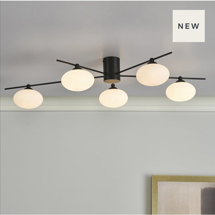 Robin - Minimalist Mid Century Semi Flush Ceiling Light - Black