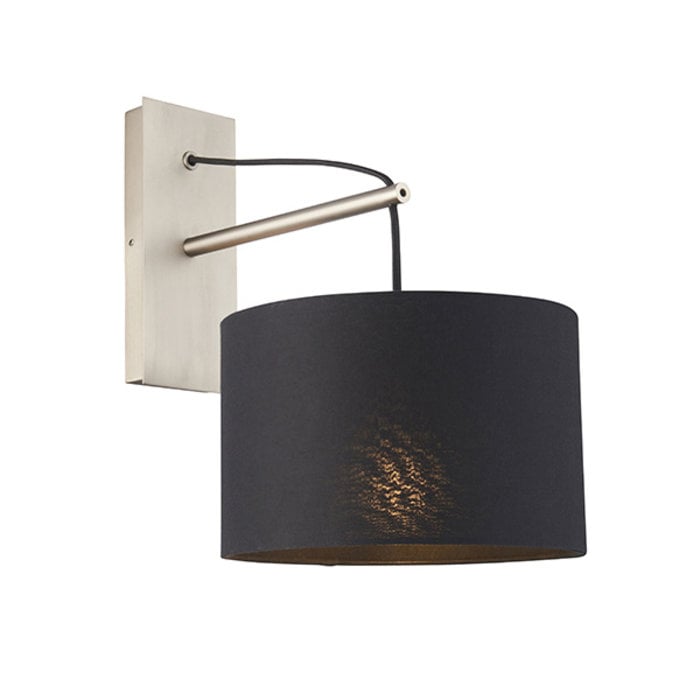 Robin - Modern Angular Wall Light with Black Shade - Matt nickel