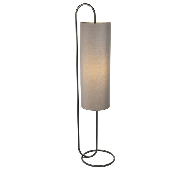 Rowantree - Oval Matt Black Floor Lamp with Grey Shade