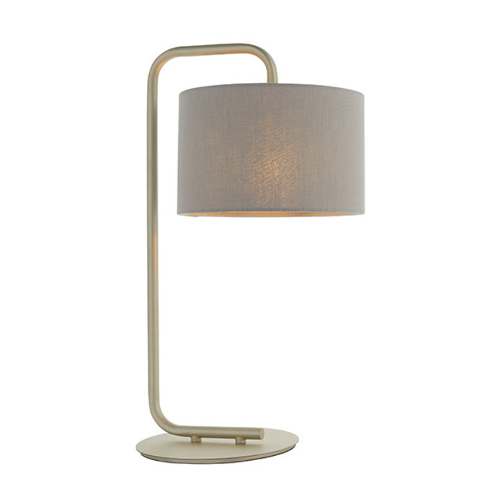 Runswick - Hotel Style Minimalist Table Light with Grey Shade - Champagne Painted