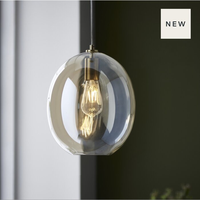 Satin Brass Oval Glass Pendant