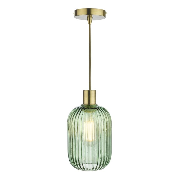 Sawyer Easy Fit Pendant Shade - Green Ribbed Glass