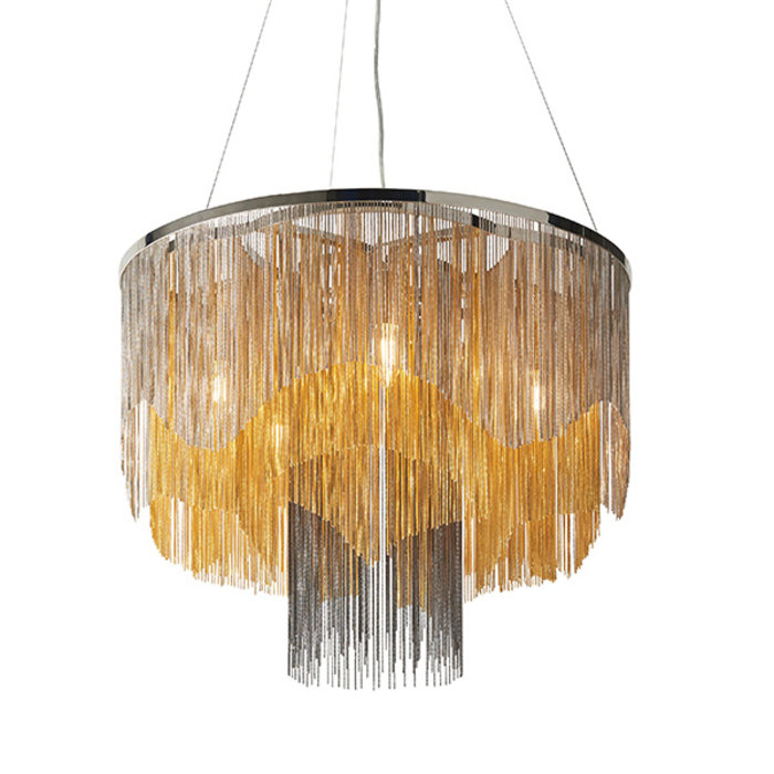 Scarborough - Luxury Tiered Chain Chandelier - Nickel Gold & Black