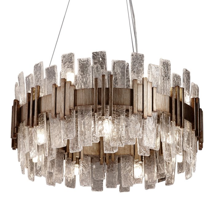 Shard - Large Painted Antique Gold & Textured Glass Feature Pendant