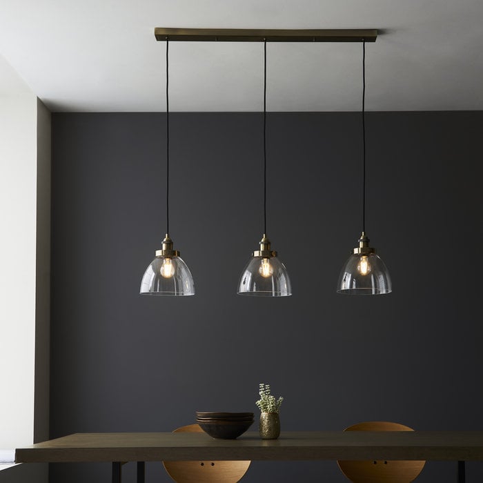 Shenna - Resto Industrial 3 Light Brass Linear Pendant