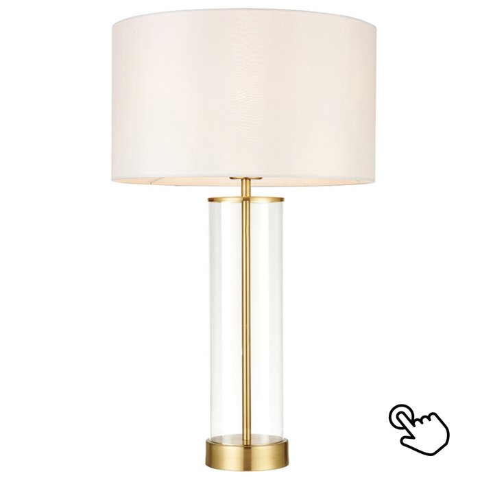 Sina - 3 Stage Touch Table Lamp - Brushed Brass and Vintage White Shade - Large
