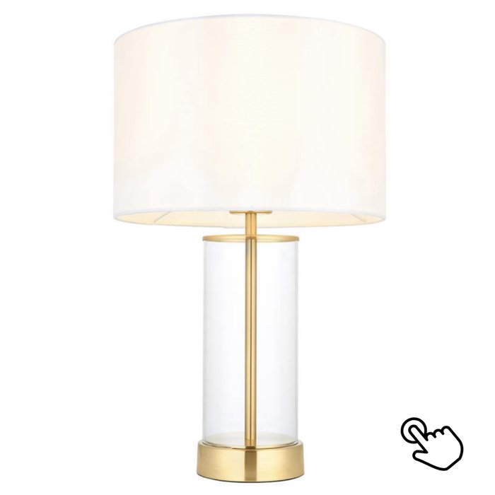 Sina - 3 Stage Touch Table Lamp - Brushed Brass and Vintage White Shade - Small