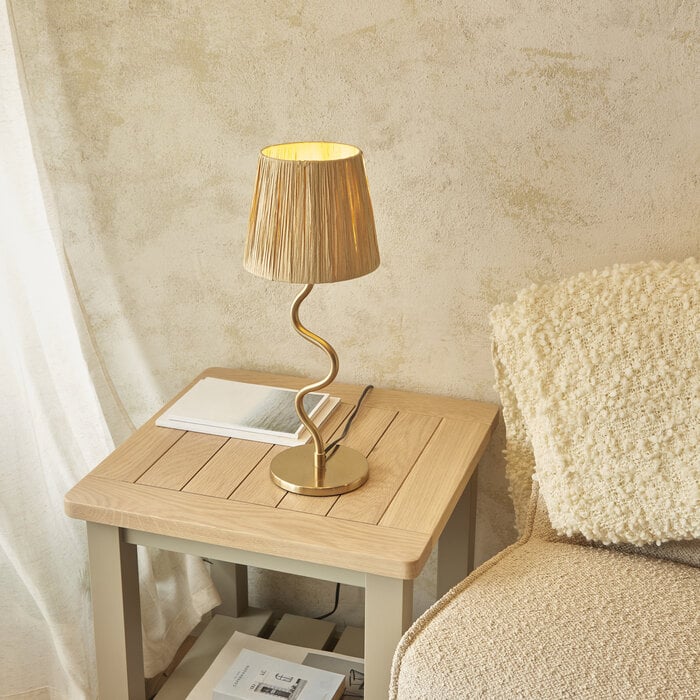 Sonsy - Brushed Aged Brass & Rafia  Table Lamp