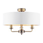 Sorrento - 3 Light Semi Flush Ceiling Light Antique Brass & Ivory Shade - Laura Ashley