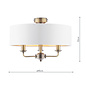 Sorrento - 3 Light Semi Flush Ceiling Light Antique Brass & Ivory Shade - Laura Ashley
