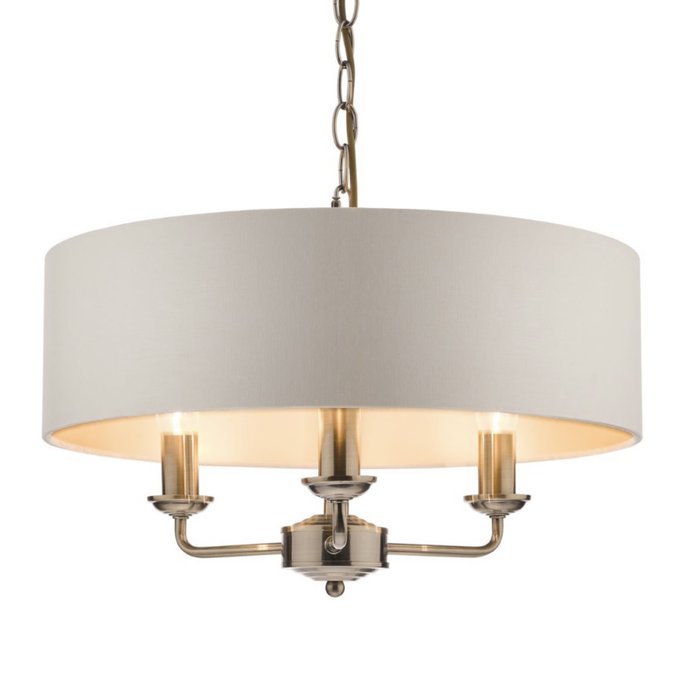 Sorrento – Antique Brass 3 Light Ceiling Light with Ivory Shade – Laura Ashley