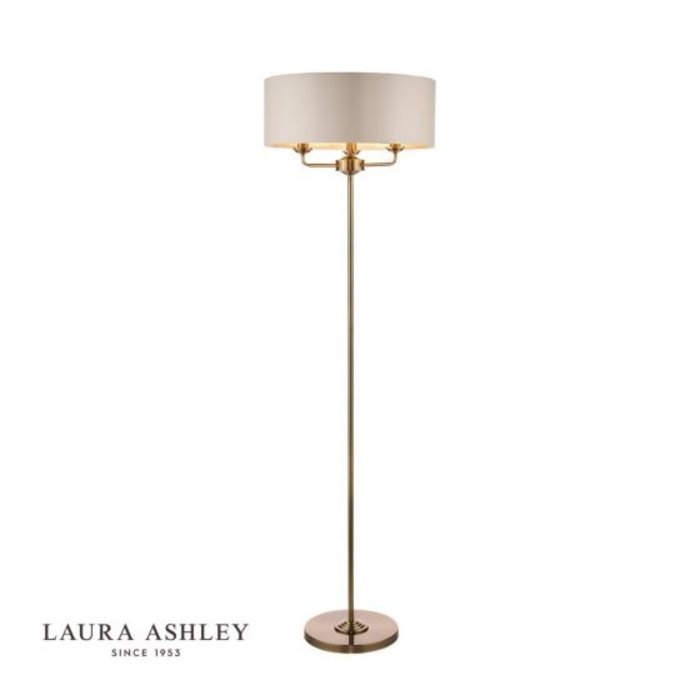 Sorrento - Drum Chandelier Floor Lamp - Ivory & Brass - Laura Ashley