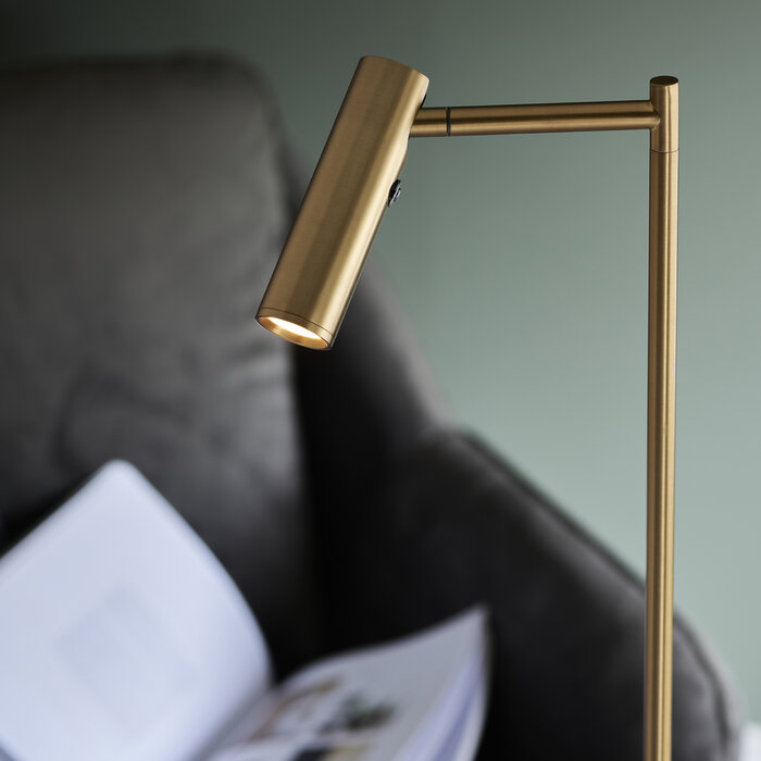 Stanbury - Adjustable Reader Floor Lamp - Brass