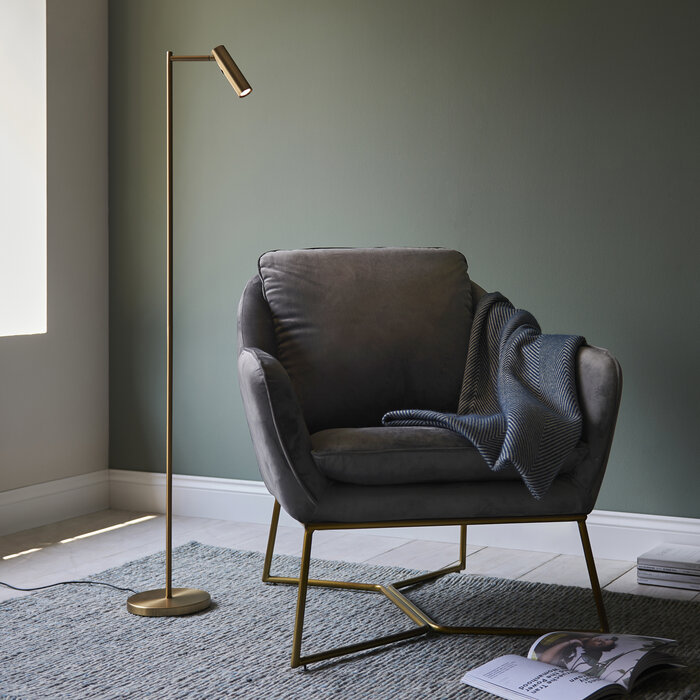 Stanbury - Adjustable Reader Floor Lamp - Brass