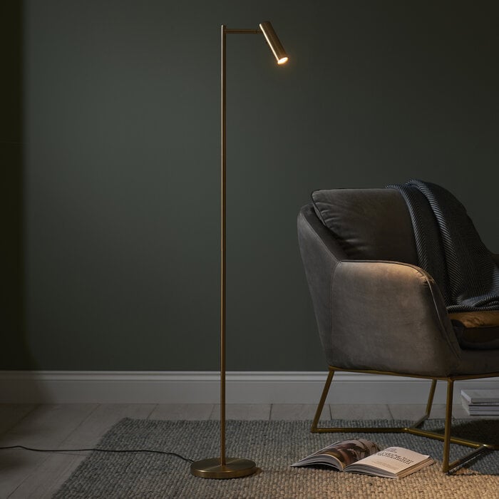Stanbury - Adjustable Reader Floor Lamp - Brass