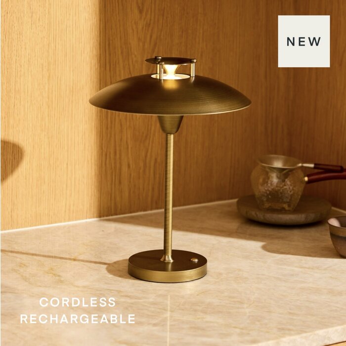 Stepp - Scandi Rechargeable Cordless Table Lamp - Antique Brass