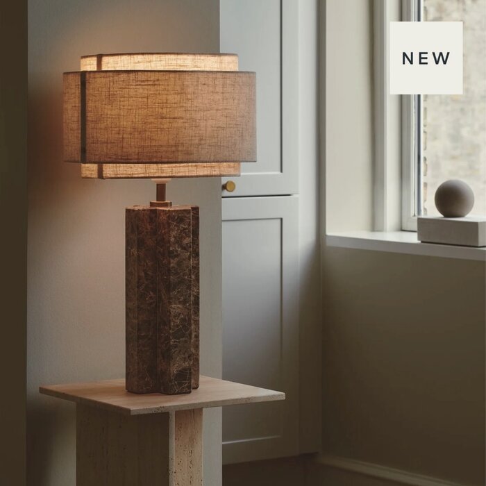 Taka - Brass and Linen Shade Scandi Table Lamp