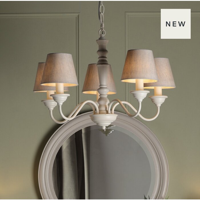 Tate - 5 Light White Armed Pendant- Laura Ashley