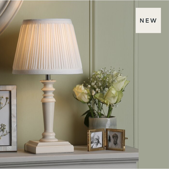 Tate - Twin Set of Wooden Table Lamps with White Pleated Shades - Laura Ashley