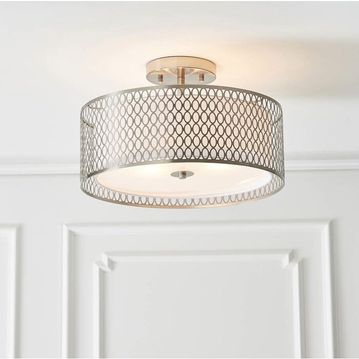 Tessa - Modern Drum Low Ceiling Light  - Satin Nickel