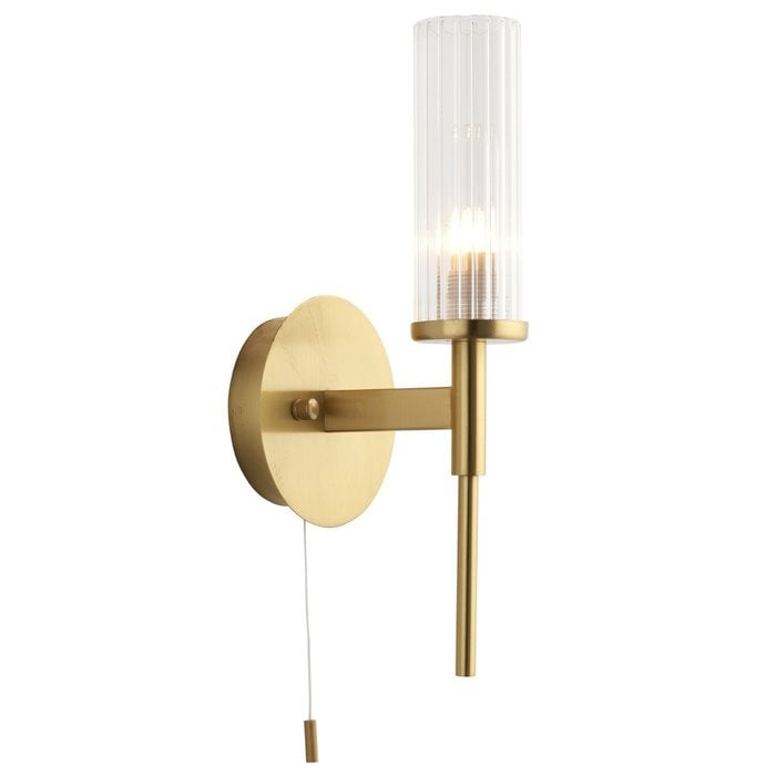 Tilly - Brushed Gold & Ribbed Glass Bathroom Wall Light