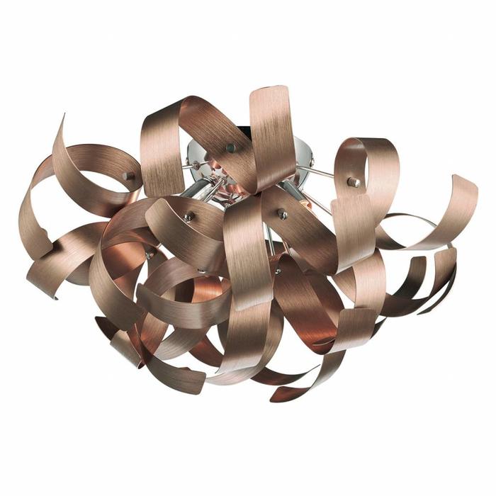 Twisting Ribbon 4 Light Flush Fitting - Brushed Copper