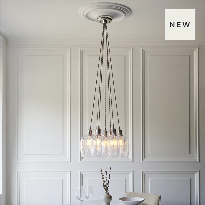 Una - 7 Light Cluster Light - Dining Room & Staircase Chandelier - Polished Nickel