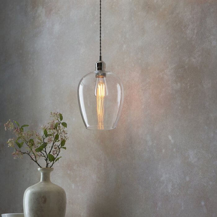 Una - Clear Glass and Nickel Pendant - Small