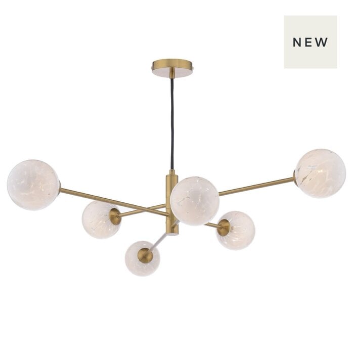 Vignette - 6 Light Modern Sputnik Feature Pendant Chandelier - Aged Brass
