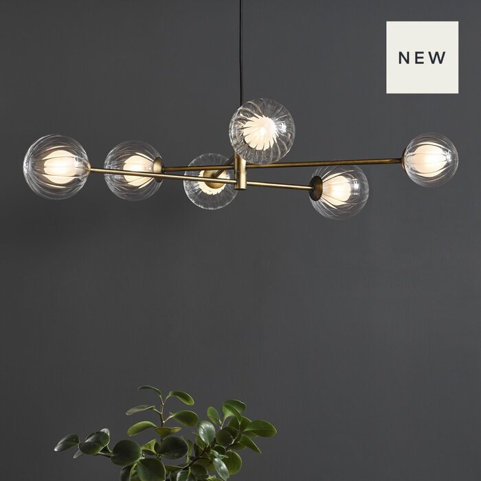 Vignette - Large Mid Century Modern Sputnik Feature Pendant - Aged Brass