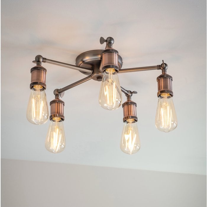 Vintage - 5 Light Semi Flush Fitting