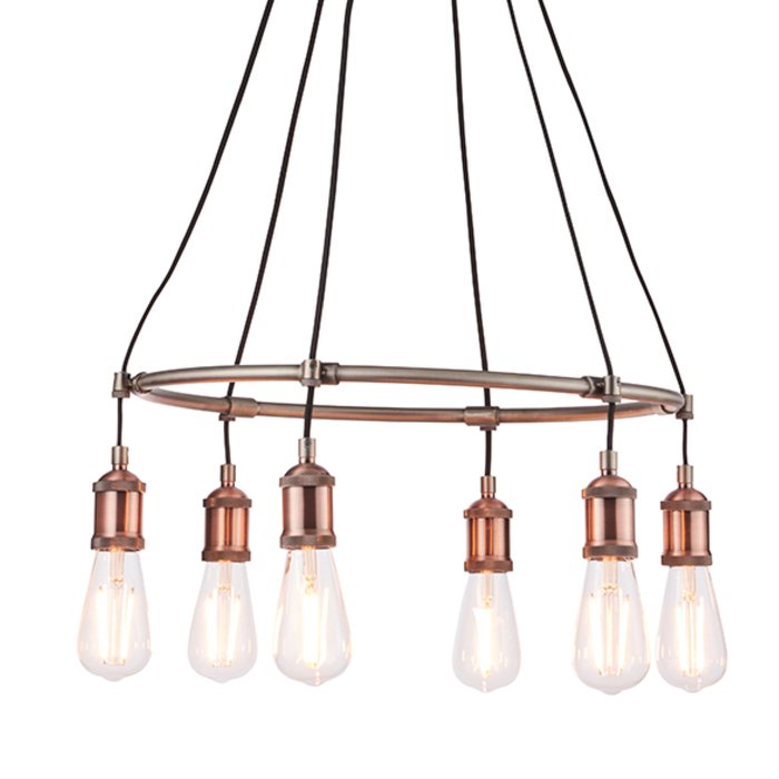 Vintage - 6 Light Feature Ceiling Light - Copper & Pewter