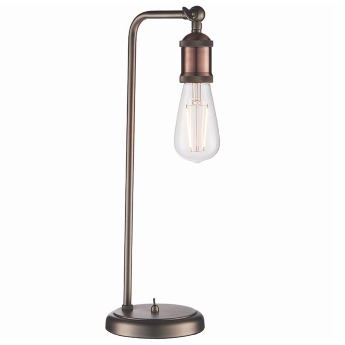 Vintage - Stick Table Lamp - Decorative Bulb Lamp - Copper and Pewter