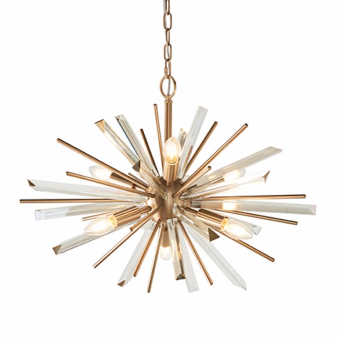 Welburn - Champagne Glass & Brass Starburst Feature Light
