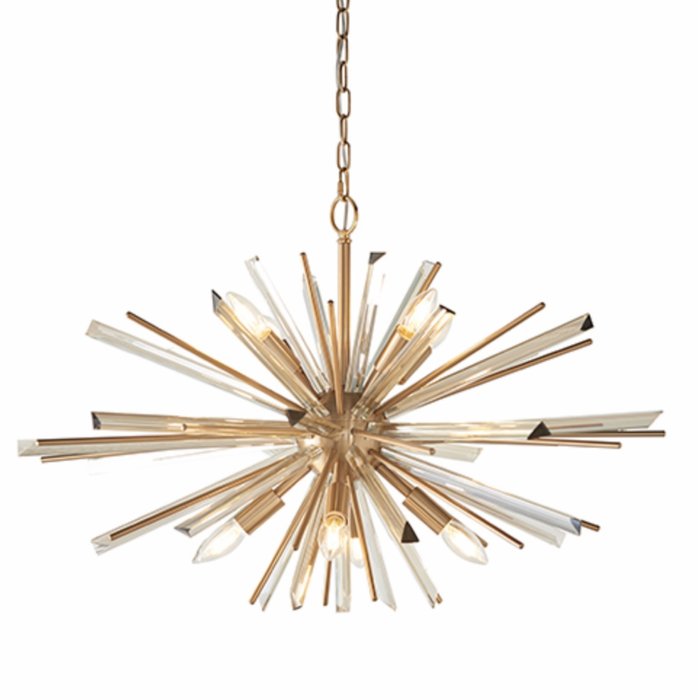 Welburn - Large Starburst Pendant with Champagne Glass Shards & Brass