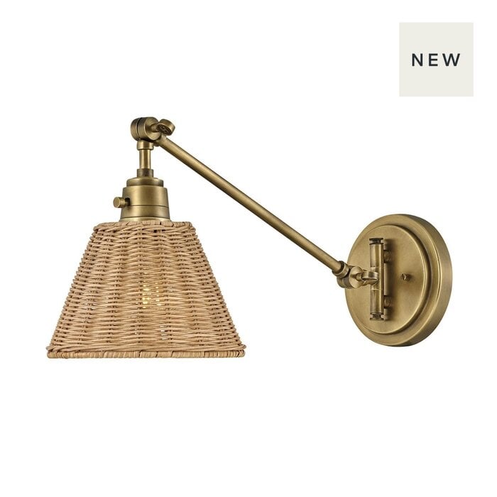 Wexley - Rattan Wall Light - Natural Rattan & Heritage Brass