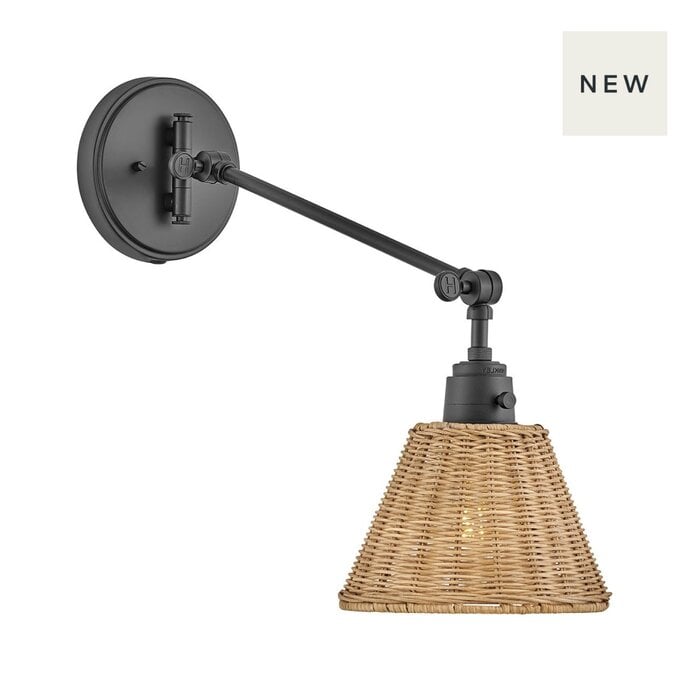 Wexley - Rattan Wall Light - Natural Rattan & Matt Black Steel