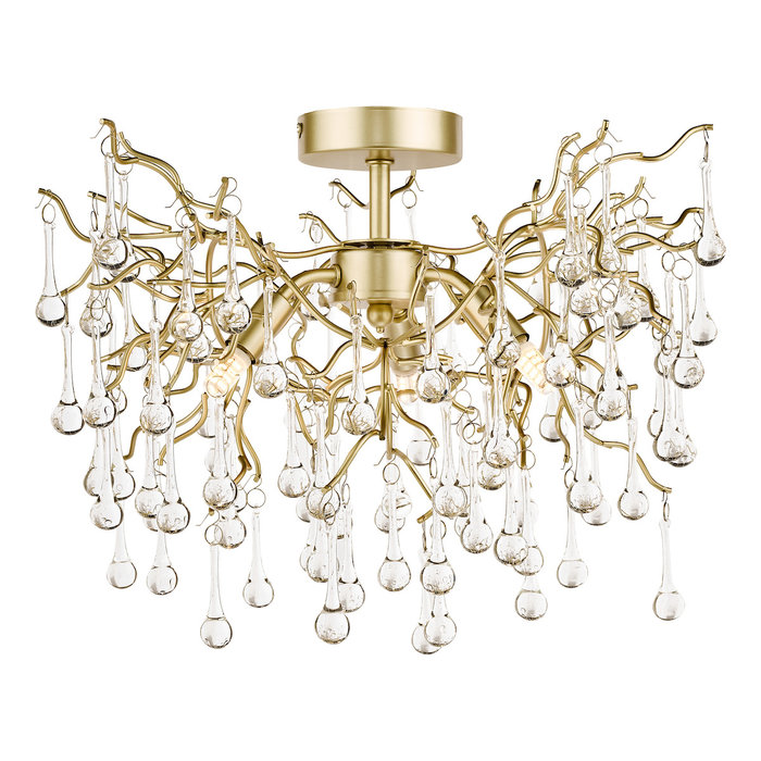 Willow - 3 Light Champagne & Crystal Semi Flush - Laura Ashley