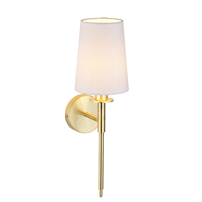 York - Brass Wall Light with White Shade