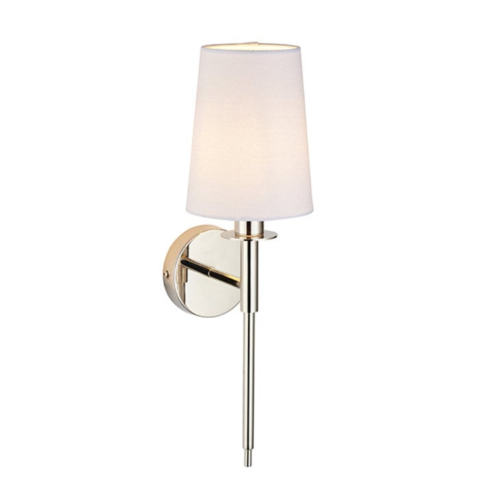 York -  Nickel Modern Wall Light with White Shade