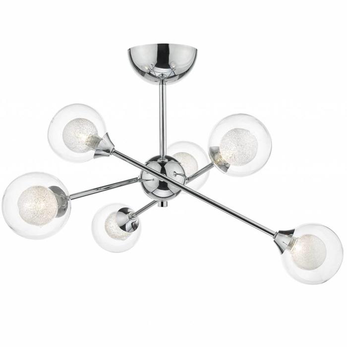 Zeka - 6 Light Semi Flush Fitting - Polished Chrome