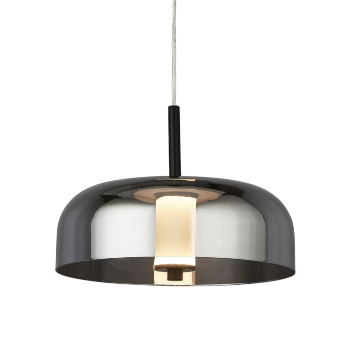 Bjorn - Scandi LED Pendant Light - Smoked Glass & Black