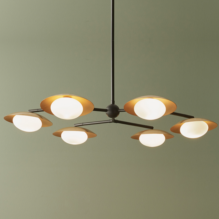 Harwood - Large Scandi Disc Feature Light with Opal Globe - Dark Bronze & Gold