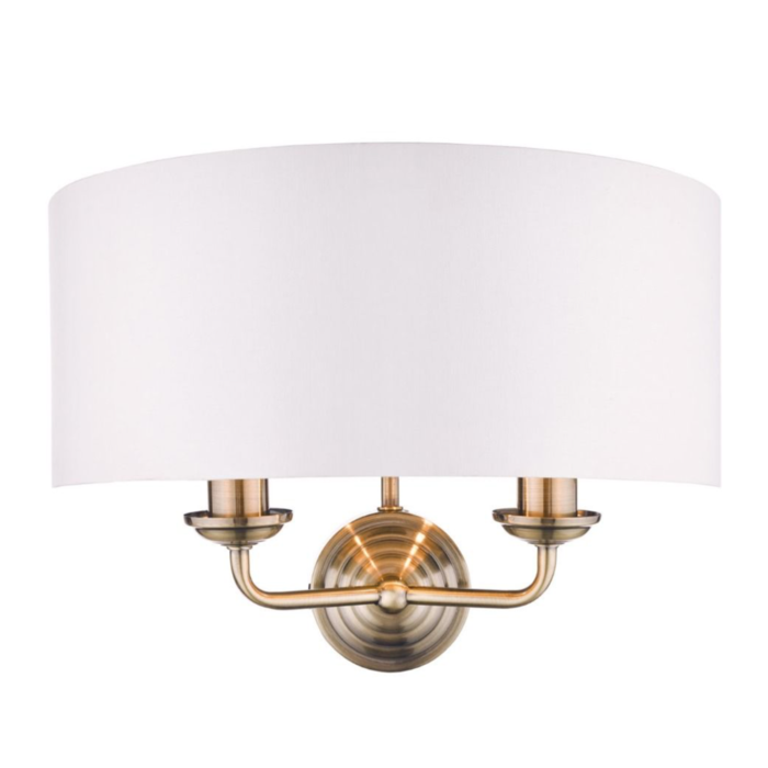Sorrento - Drum Chandelier Wall Light - Ivory & Brass - Laura Ashley